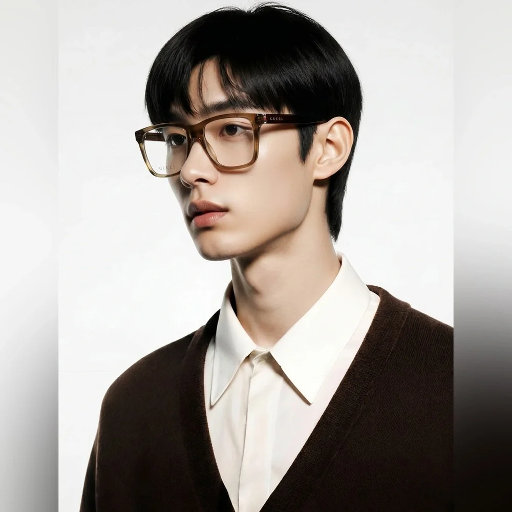 New Authentic Gucci GG0452O 004 Eyeglasses Brown Havana Oversized Square Frames